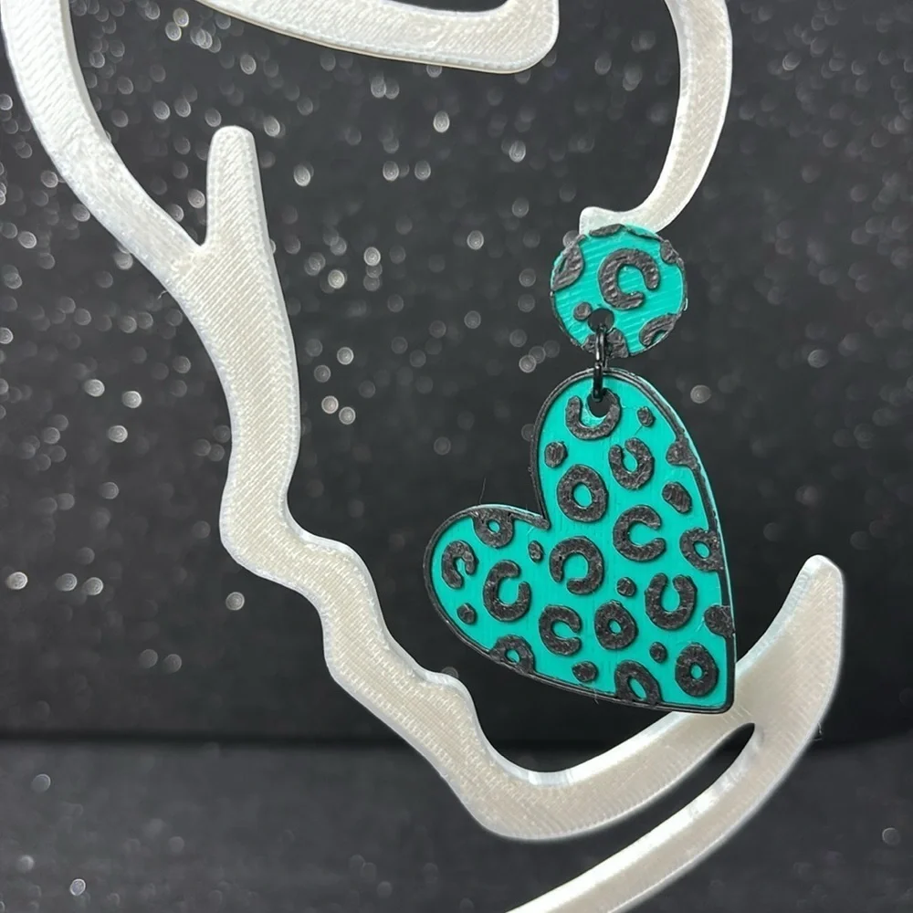 Leopard Print Heart Earrings